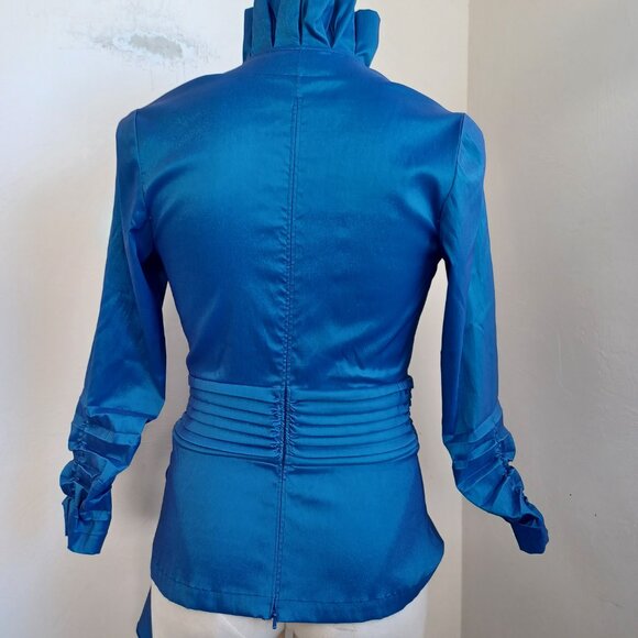 Tadashi Collection Blouse Tadashi Shoji Taffeta Ruffle Elegant Top Womens 4 - Picture 11 of 12